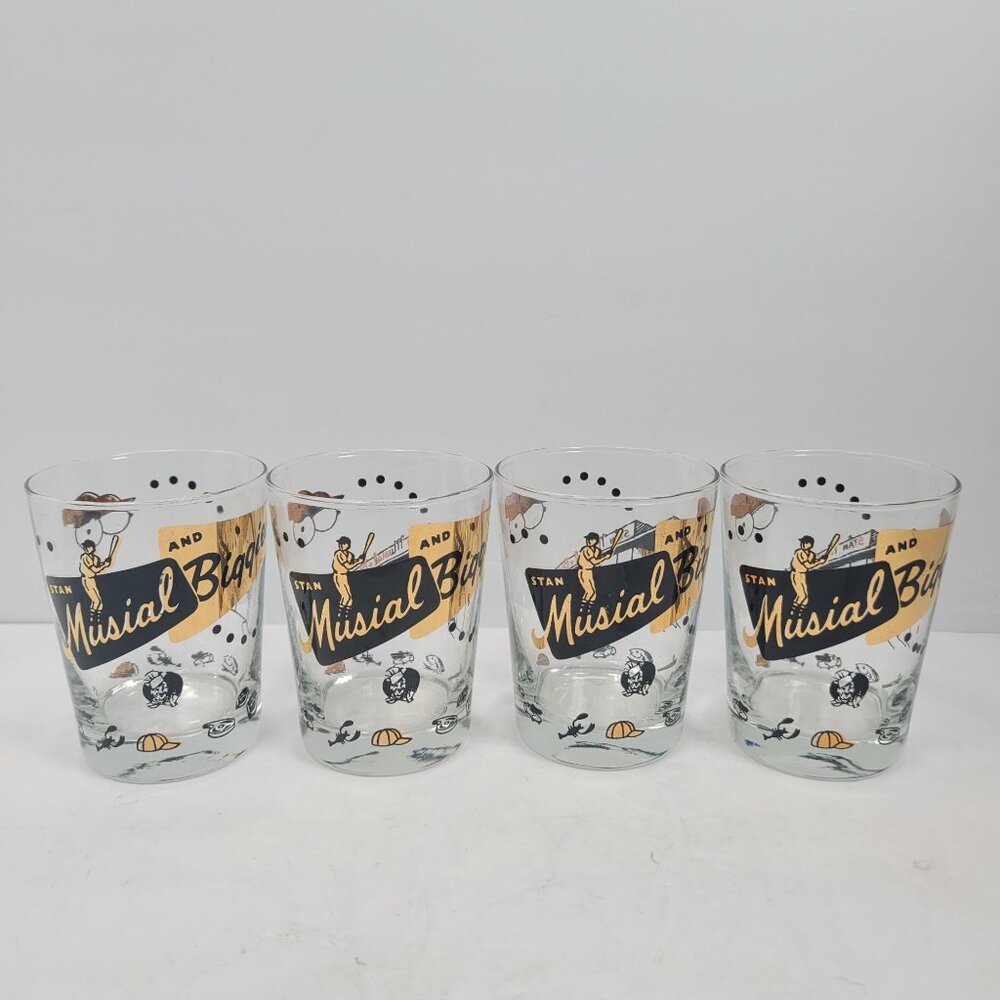 Vintage Stan Musial Biggies Restaurant Highball Glasses Set Of 4